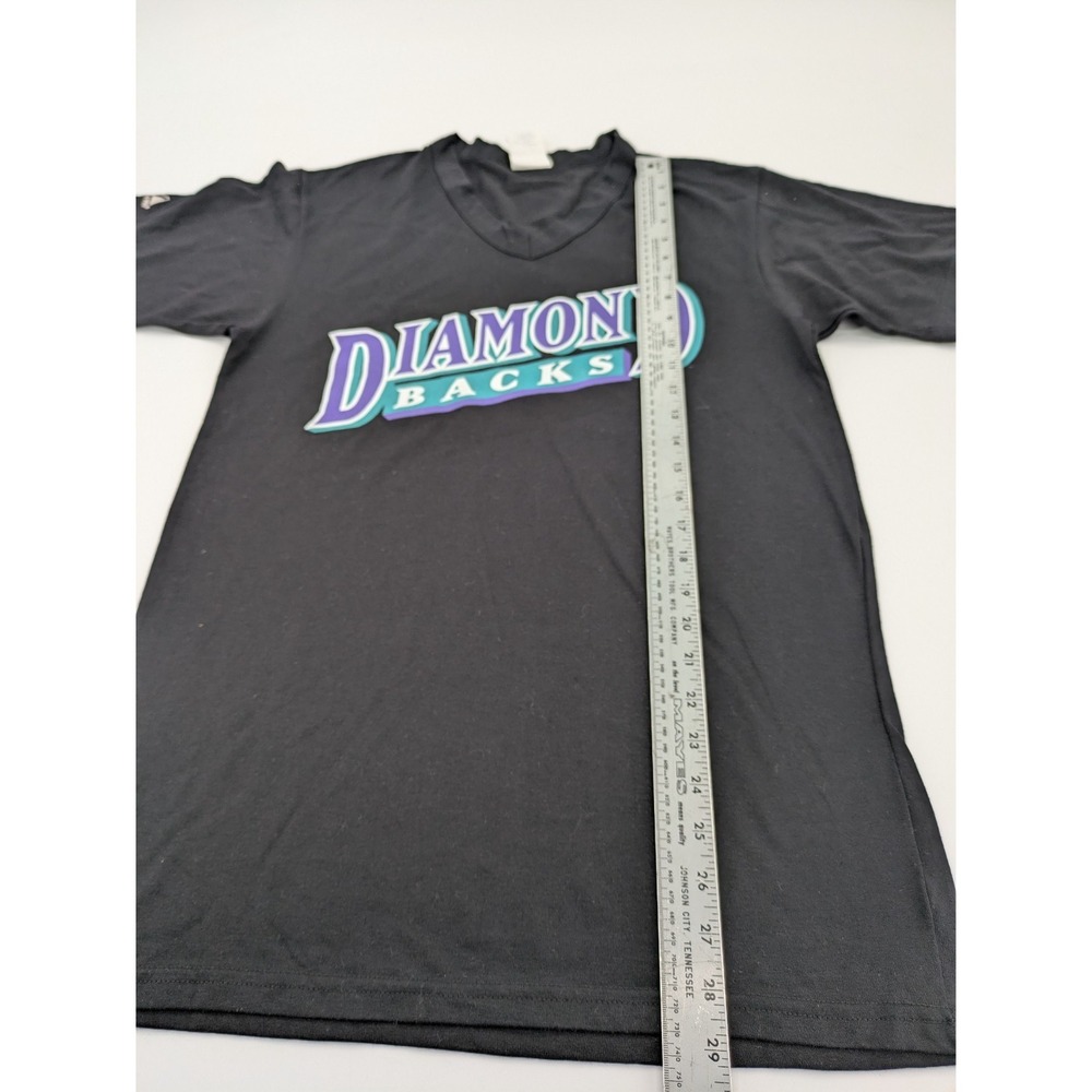 Vintage Arizona Diamondbacks Majestic Black T-Shirt Size M V-Neck Made In USA - Picture 3 of 7